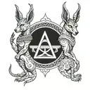 Baphomet and Anubis together  tattoo design idea