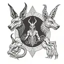 Baphomet and Anubis together  tattoo design idea