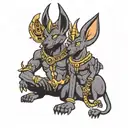 cute Anubis and Baphomet together representing spirituality tattoo design idea