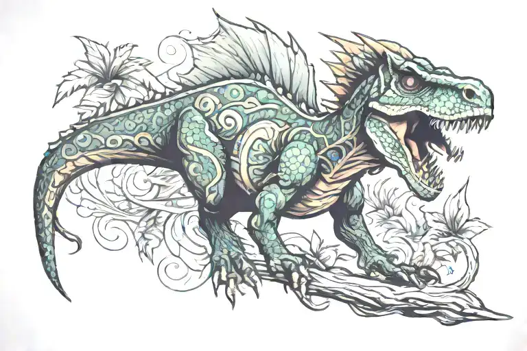 dinosaur sleeve tattoo tattoo design idea