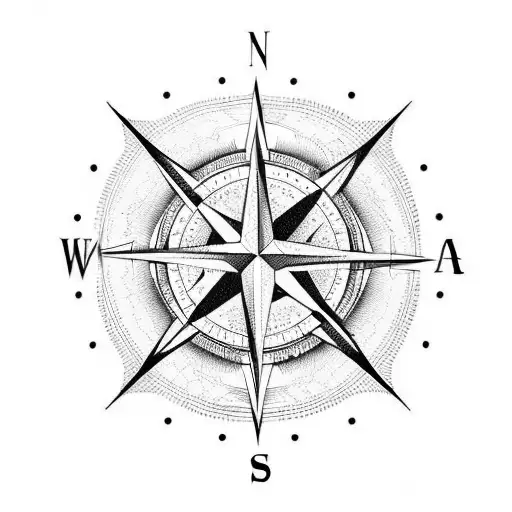 compass with mountains tattoo design idea