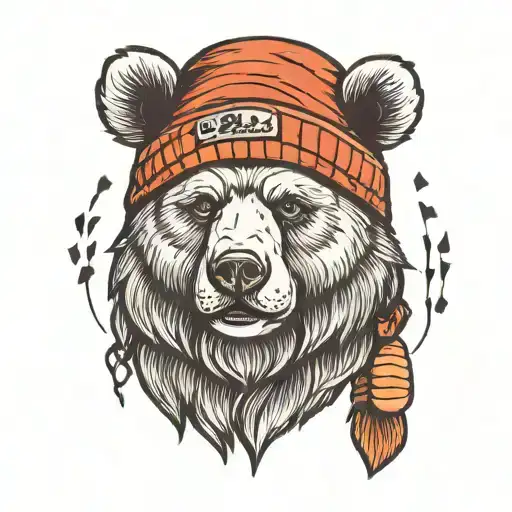 bear with beanie and beard  tattoo design idea