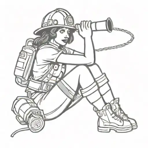 firefighter pinup girl tattoo design idea