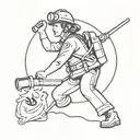 firefighter pinup girl tattoo design idea