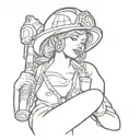 firefighter pinup girl tattoo design idea