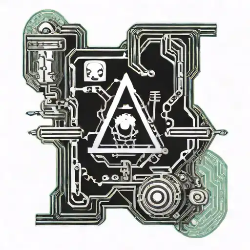 A tattoo design combining elements of cyber security and alchemy, such as a digital lock with alchemical symbols intertwined tattoo design idea