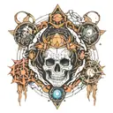 cyber technology mixing with alchemy tattoo design idea