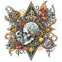 cyber technology mixing with alchemy tattoo design idea