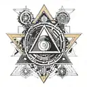 cyber technology mixing with alchemy tattoo design idea