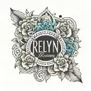 Tattoo with name raelynn in the center focus with vibe of daughter name tattoo design idea