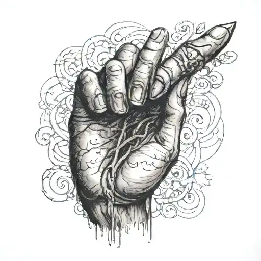 hand of God on the kidney tattoo design idea