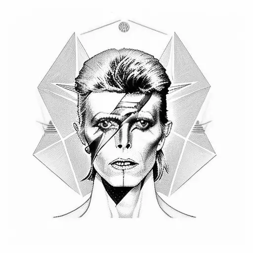 david bowie with the ightning bolt on his face tattoo design idea