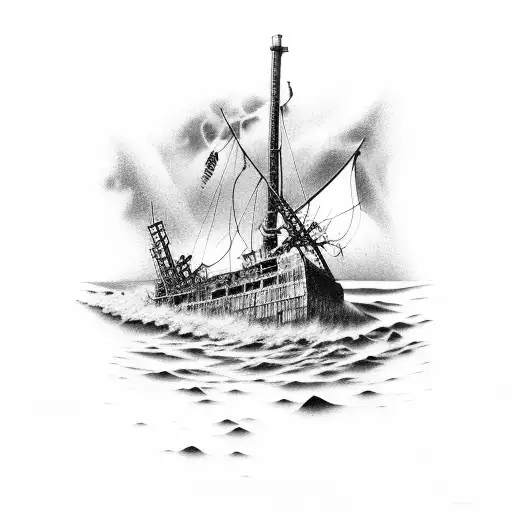 shipwreck underwater tattoo design idea