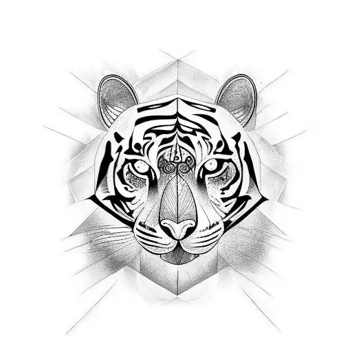 one eye of a tiger, woodpecker and Diya combined and create a tattoo  tattoo design idea