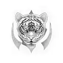 one eye of a tiger, woodpecker and Diya combined and create a tattoo  tattoo design idea