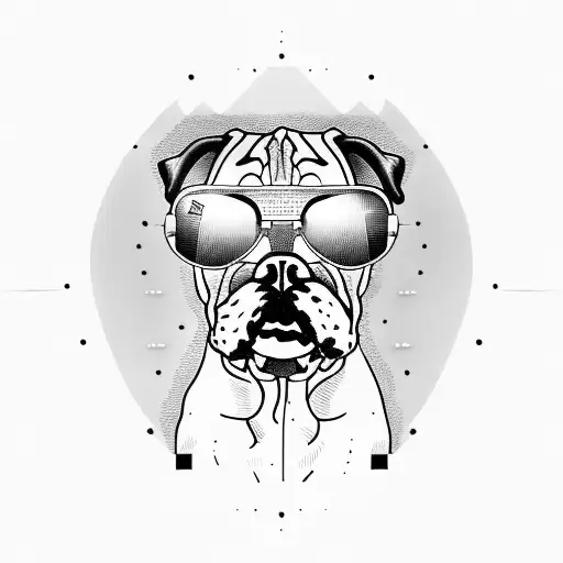 boxer dog with sunglasses on  tattoo design idea