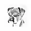 boxer dog with sunglasses on  tattoo design idea