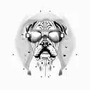 boxer dog with sunglasses on  tattoo design idea