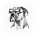 boxer dog with sunglasses on  tattoo design idea
