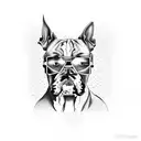 boxer dog with sunglasses on  tattoo design idea