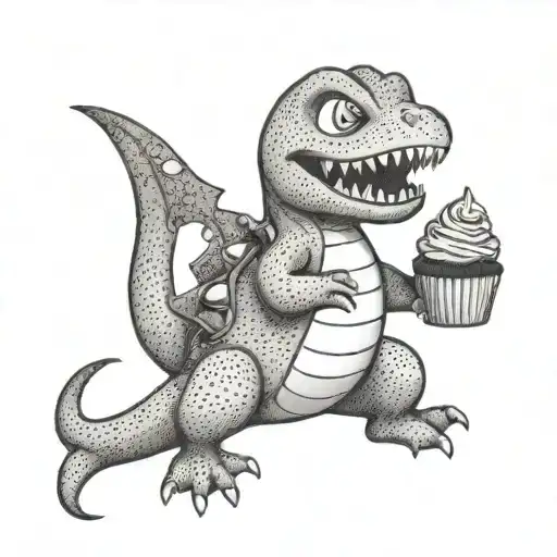 charmander eating a cupcake  tattoo design idea