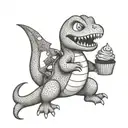 charmander eating a cupcake  tattoo design idea