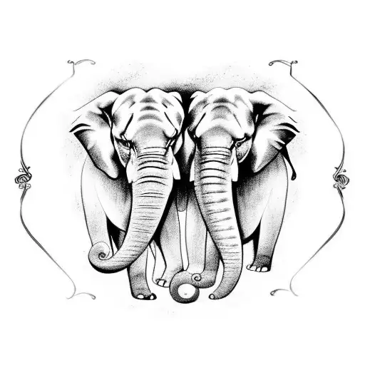 something that represents our relationship. numbers "24" & "7" should be included. also include a lion and elephant tattoo design idea