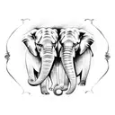 something that represents our relationship. numbers "24" & "7" should be included. also include a lion and elephant tattoo design idea