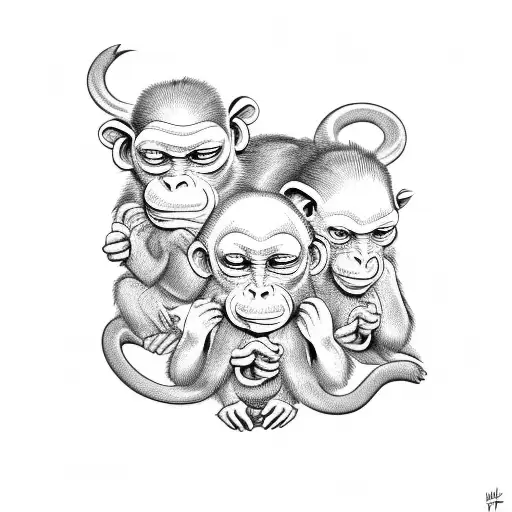 hear no evil, see no evil, speak no evil monkeys tattoo design idea