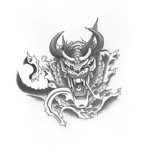 the devil sitting in a cemetery  tattoo design idea