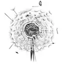 dandelion with whisks flowing, butterflies around it, date: november 19, 2021 tattoo design idea