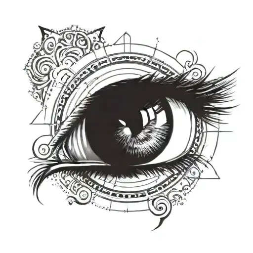 vinyl record and cat eye tattoo tattoo design idea