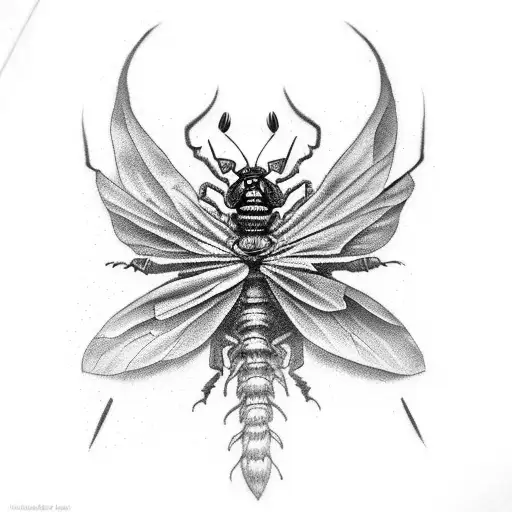 A terror-themed tattoo depicting a hauntingly beautiful Caravaggio-inspired insect tattoo design idea