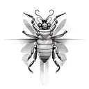 A blackwork tattoo combining elements of Botticelli's art and insect anatomy tattoo design idea