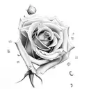 rose with the numbers 444 surrounding the rose tattoo design idea