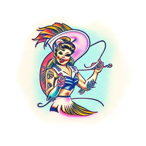 sailor jerry hula girl tattoo design idea