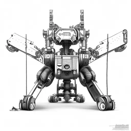 evangellion mech robot with chainsaw arms wheels for legs tattoo design idea
