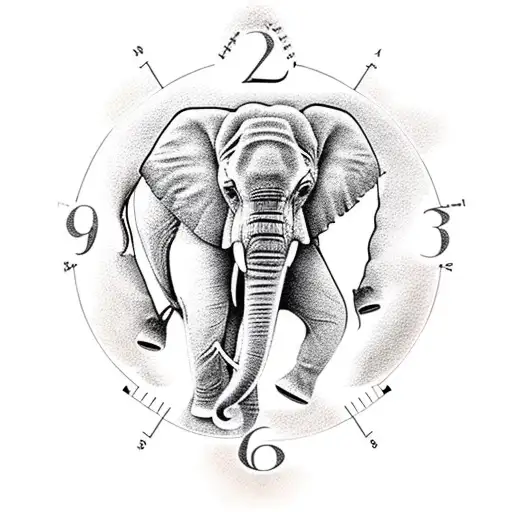 male elephant and 2 male elephants that represent my kids. incorporate a lotus flower a clock or compass tattoo design idea