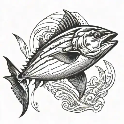 tuna swimming tattoo design idea