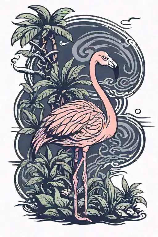 flamingo standing tattoo design idea