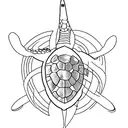 Incorporate a minimalist cross with waves and a sea turtle to symbolize the client's faith and love for sea animals. tattoo design idea