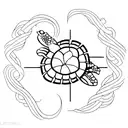 Incorporate a minimalist cross with waves and a sea turtle to symbolize the client's faith and love for sea animals. tattoo design idea