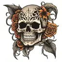 Dark skull surrounded tattoo design idea