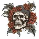 Dark skull surrounded tattoo design idea