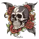 Dark skull surrounded tattoo design idea