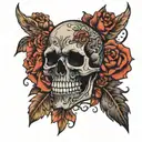 Dark skull surrounded tattoo design idea