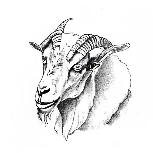 goat skull surrounded by edible plants tattoo design idea