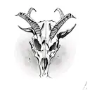 goat skull surrounded by magic plants tattoo design idea