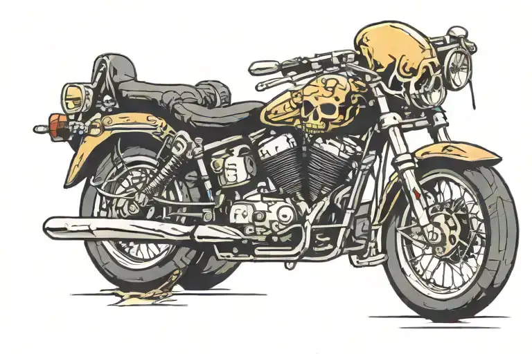 SKULL AND MOTORBIKE tattoo design idea