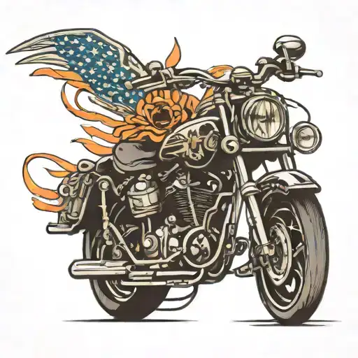 Blackout tattoo depicting MOTORBIKE tattoo design idea